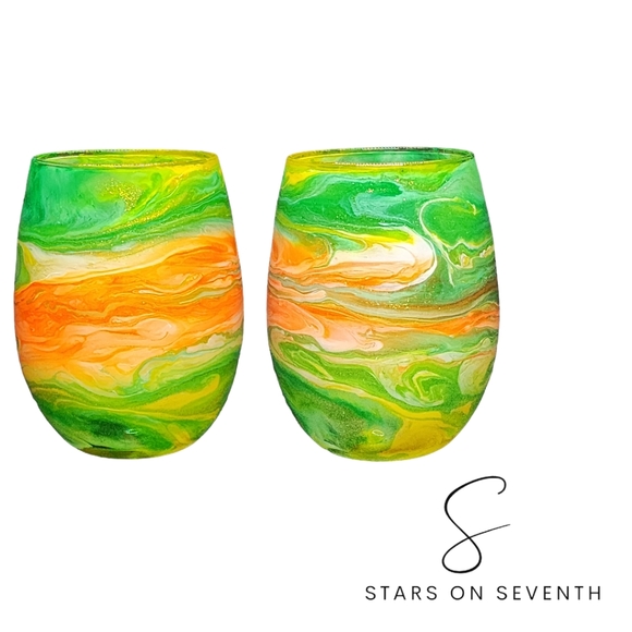 Candy Swirls/15oz Stemless Wine Set - Picture 3 of 3